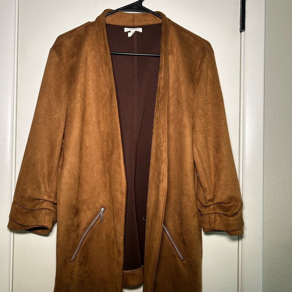 Maurices Brown Teddy Jacket with Zippered Pockets